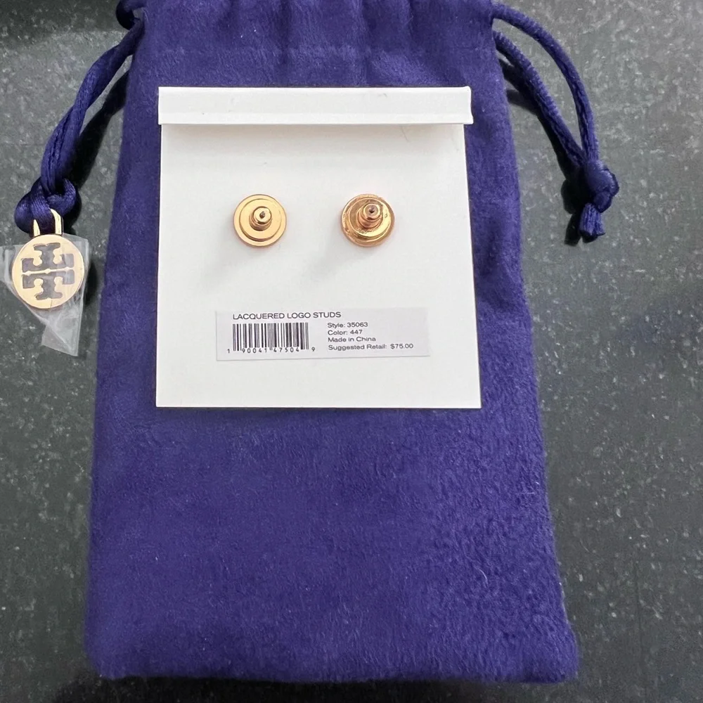 Tory Burch Earrings in Blue and Gold - Picture 2 of 2